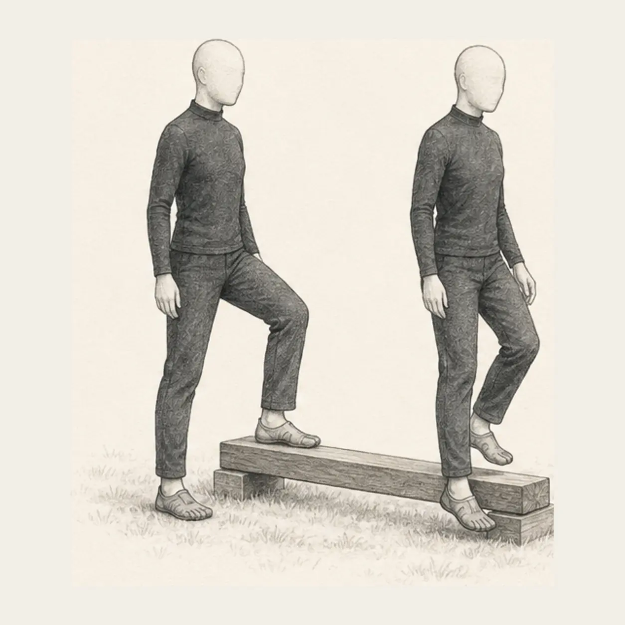 Step on, pause, then step back off instead of crossing.