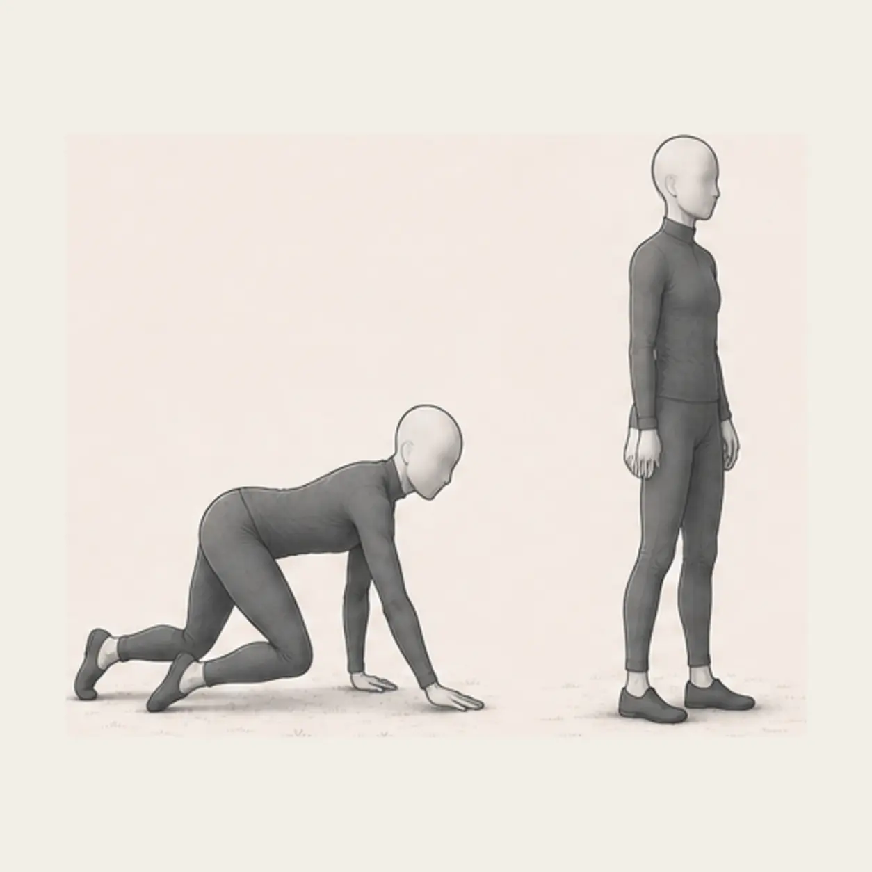 Take two or three crawling steps, then stand and reset.