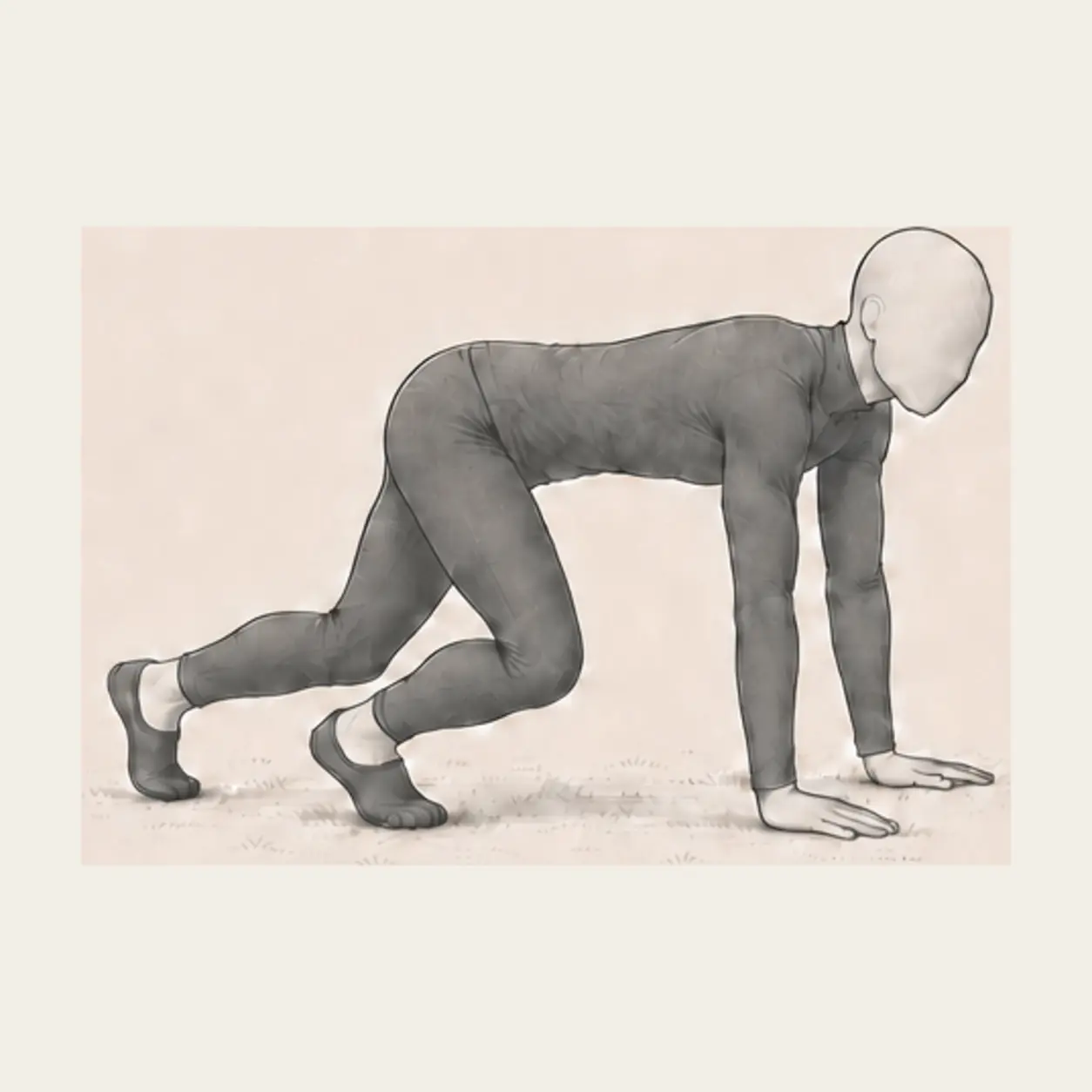 Keep your knees just above the grass.