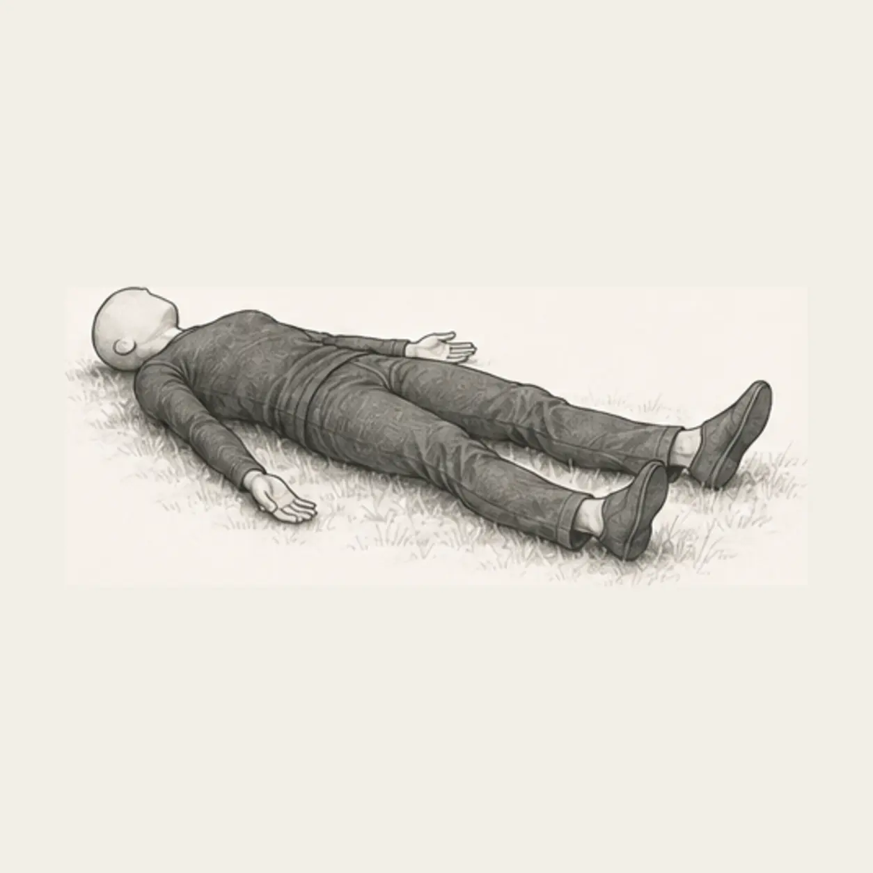 Lie fully on the grass before returning to standing.