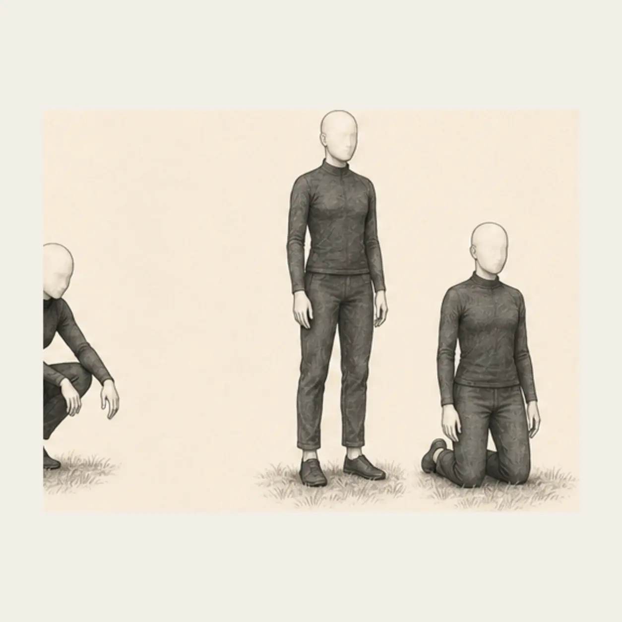 Move from standing to kneeling and back.