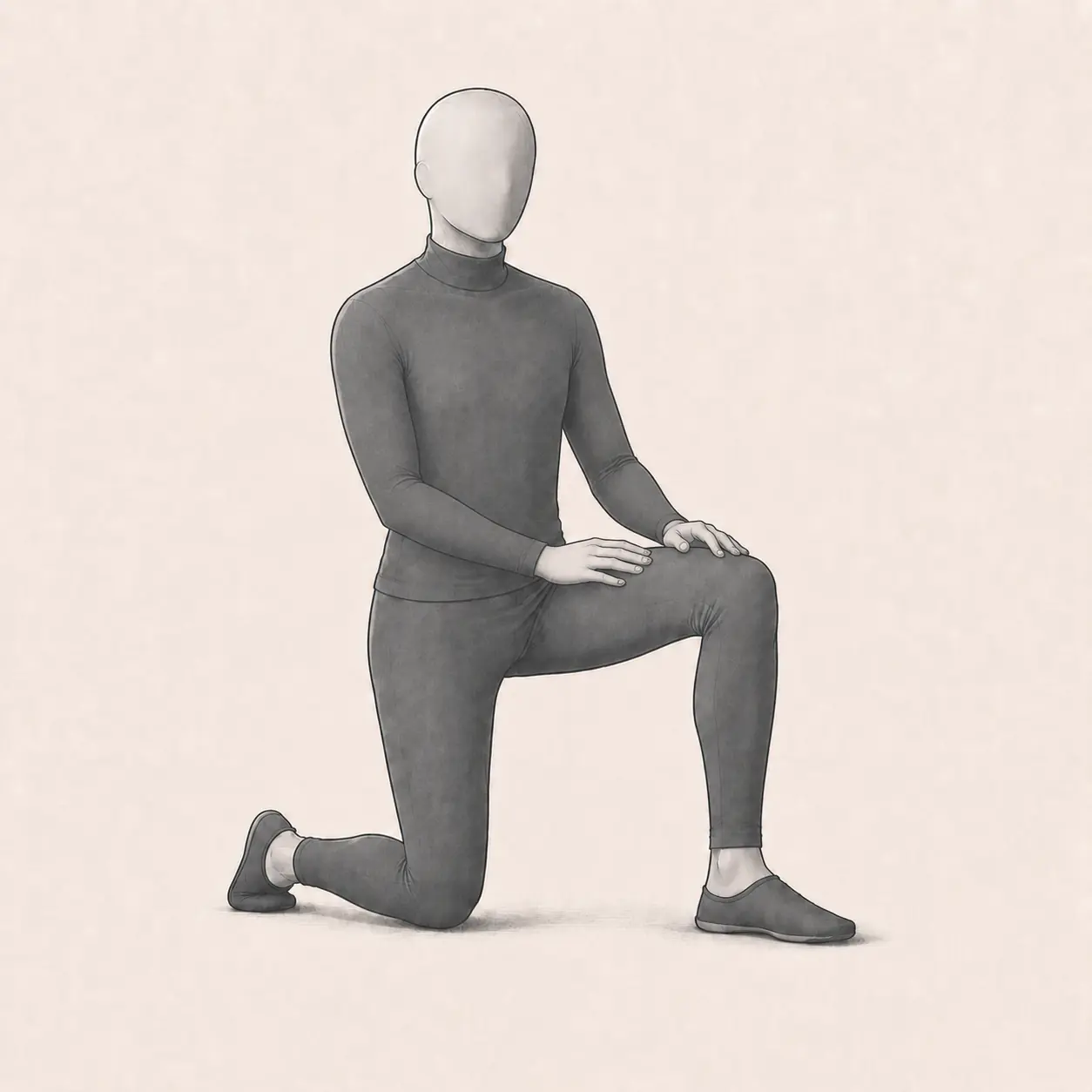 The adult in a stable half-kneeling position